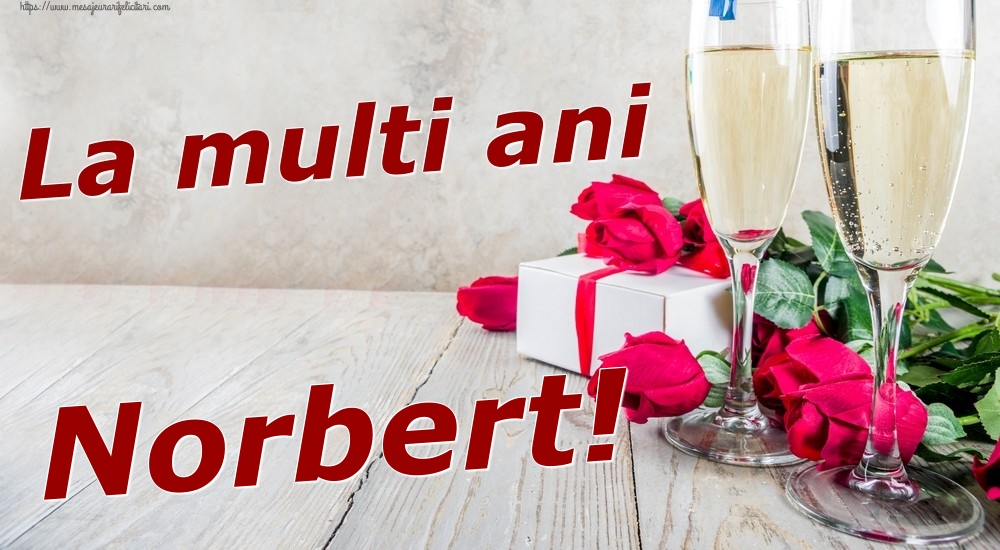 Felicitari de zi de nastere - Sampanie & Trandafiri | La multi ani Norbert!