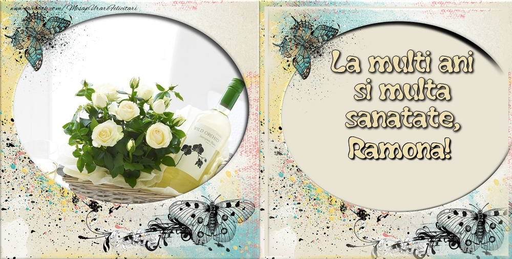 Felicitari de zi de nastere - 1 Poza & Flori & Ramă Foto | La multi ani si multa sanatate Ramona!
