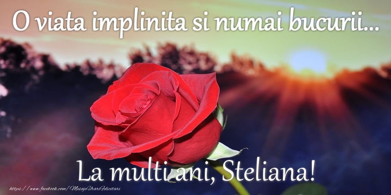 Felicitari de zi de nastere - O viata implinita si numai bucurii... La multi ani, Steliana!