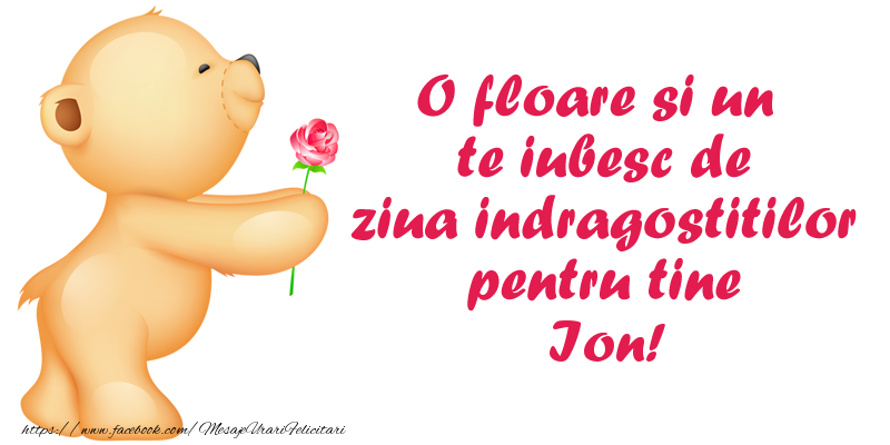  Felicitari Ziua indragostitilor - Ursuleti | O floare si un te iubesc de ziua indragostitilor pentru tine Ion!