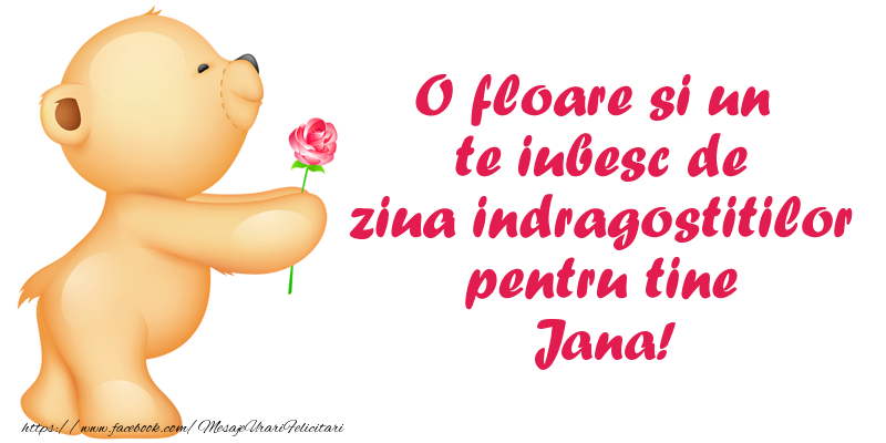  Felicitari Ziua indragostitilor - Ursuleti | O floare si un te iubesc de ziua indragostitilor pentru tine Jana!