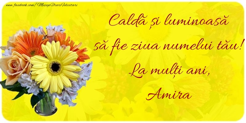  Felicitari de Ziua Numelui - Buchete De Flori | Caldă și luminoasă să fie ziua numelui tău! La mulți ani, Amira