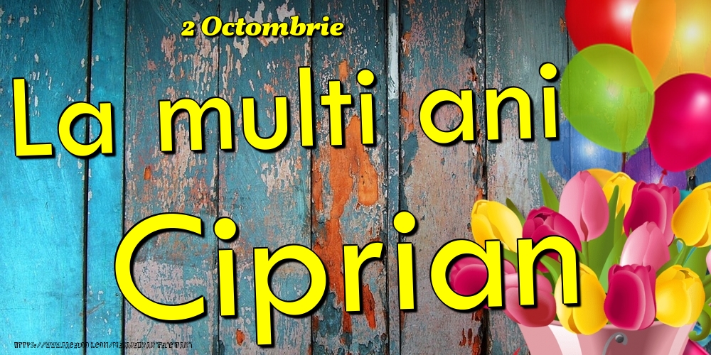  Felicitari de Ziua Numelui - Baloane & Lalele | 2 Octombrie - La multi ani Ciprian!