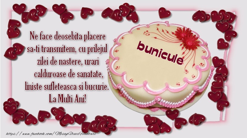 Zi de nastere Ne face deosebita placere sa-ti transmitem, cu prilejul  zilei de nastere, urari  calduroase de sanatate, liniste sufleteasca si bucurie.  La Multi Ani! bunicule