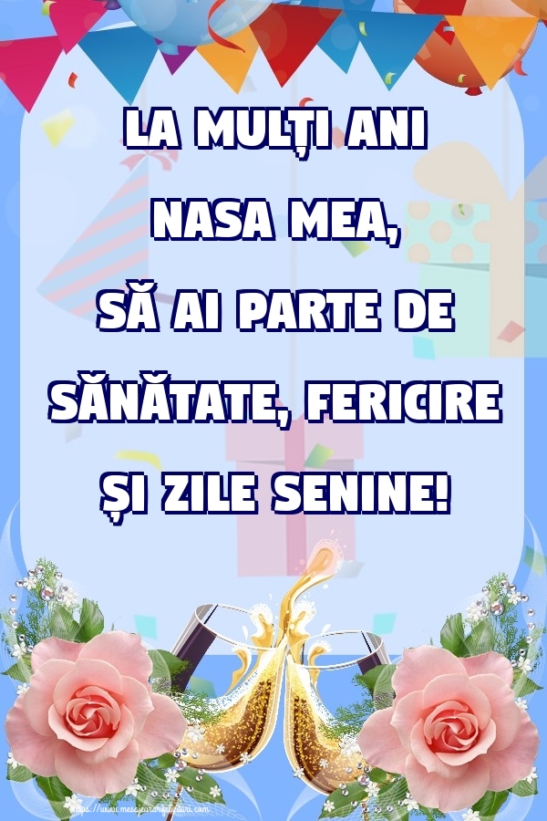 Felicitari de zi de nastere pentru Nasa - La mulți ani nasa mea, să ai parte de sănătate, fericire și zile senine!