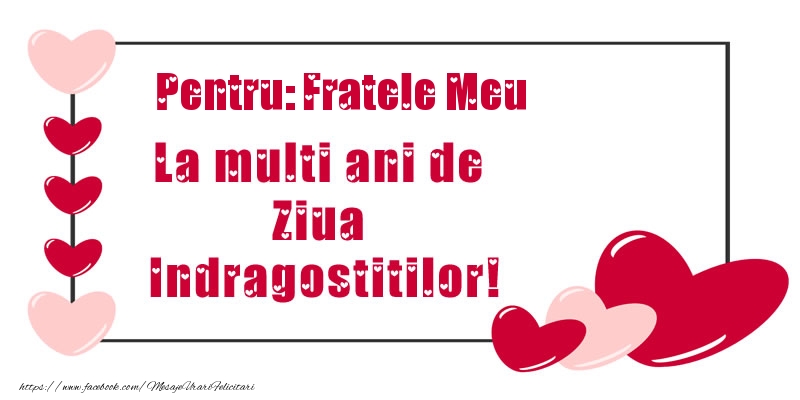 Felicitari Ziua indragostitilor pentru Frate - Pentru: fratele meu La multi ani de Ziua Indragostitilor!