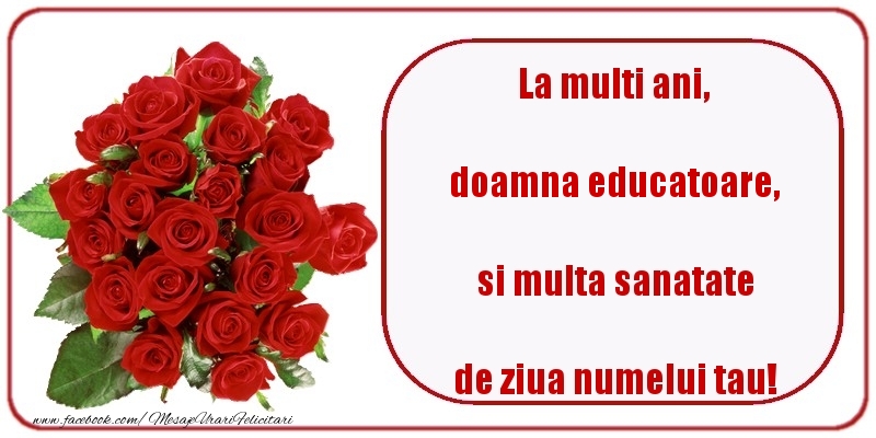 Felicitari de Ziua Numelui pentru Educatoare - La multi ani, si multa sanatate de ziua numelui tau! doamna educatoare