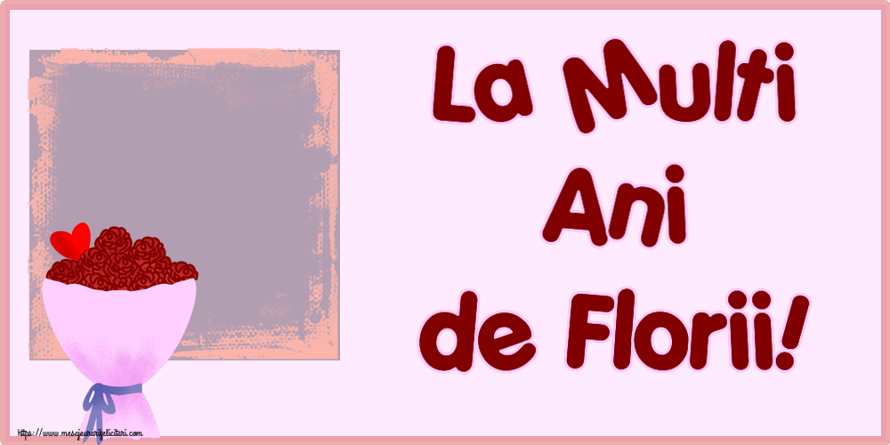 Felicitari personalizate de Florii - La Multi Ani de Florii! - Personalizeaza cu poza ta de profil facebook ~ flori si inimioara clipart
