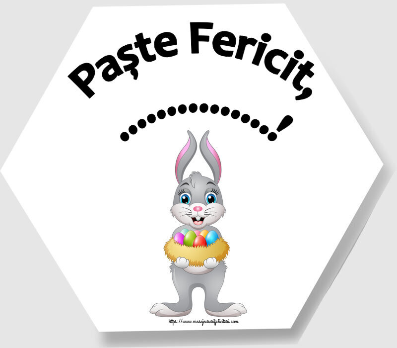 Felicitari personalizate de Paste - Paște Fericit, ...! ~ iepuraș cu un coș de ouă