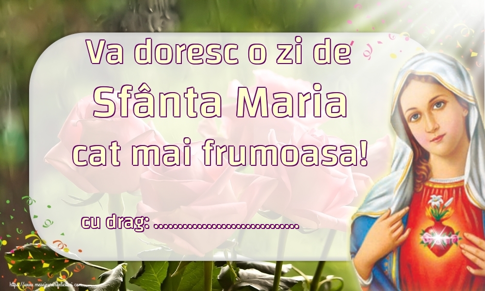 Felicitari personalizate de Sfanta Maria Mica - Va doresc o zi de Sfânta Maria cat mai frumoasa! ...