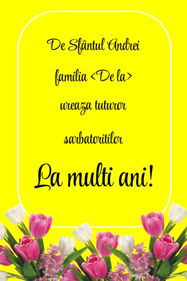 Felicitari personalizate de Sfantul Andrei - Felicitare de la familia mea de Sfântul Andrei