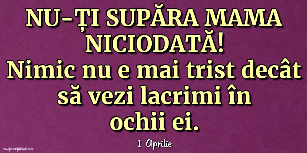 Felicitari de 1 Aprilie - 1 Aprilie - Nu-ți supăra mama niciodată!