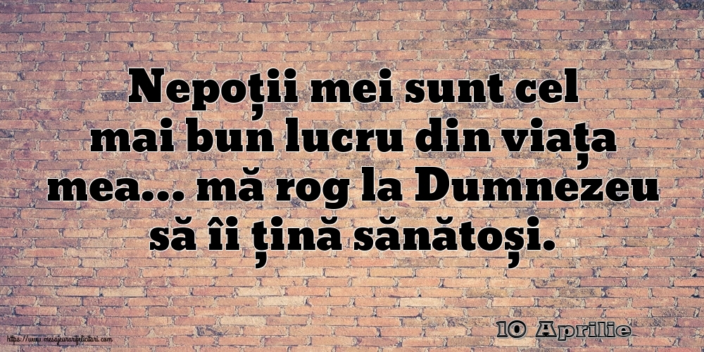 Felicitari de 10 Aprilie - 10 Aprilie - Nepoții mei sunt cel mai bun lucru din viața mea…