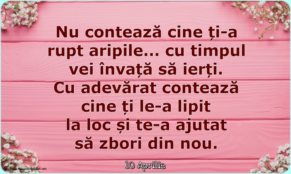 Felicitari de 10 Aprilie - 10 Aprilie - Nu contează cine ți-a rupt aripile...