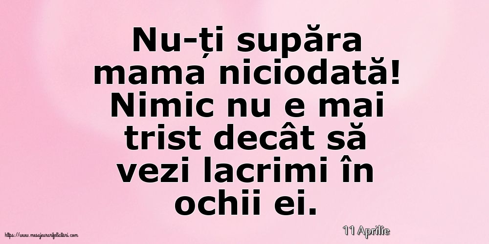 Felicitari de 11 Aprilie - 11 Aprilie - Nu-ți supăra mama niciodată!