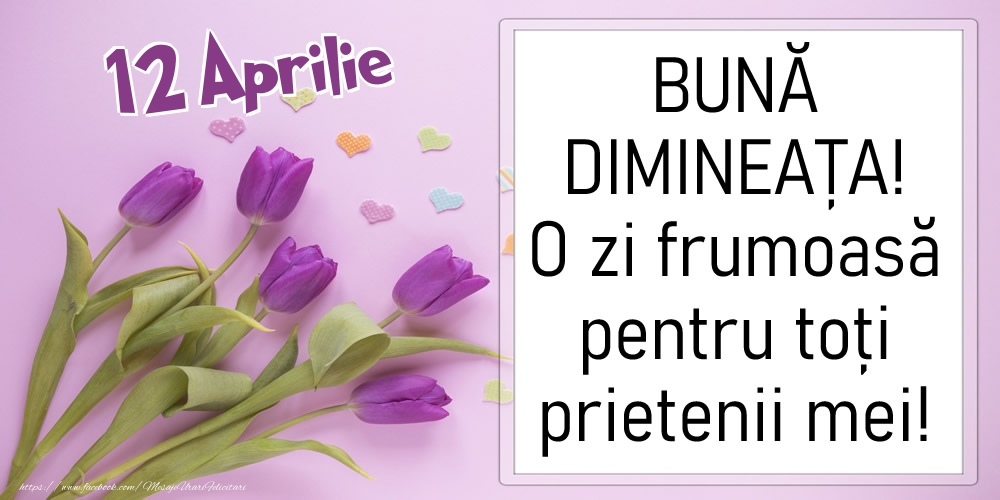 Felicitari de 12 Aprilie - 12 Aprilie - BUNĂ DIMINEAȚA! O zi frumoasă pentru toți prietenii mei!
