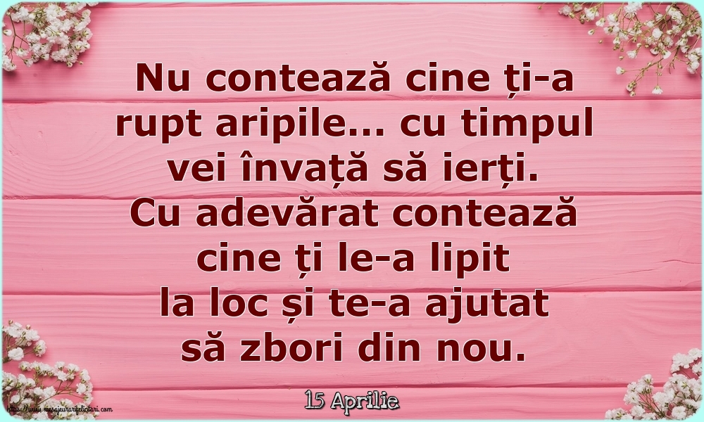 Felicitari de 15 Aprilie - 15 Aprilie - Nu contează cine ți-a rupt aripile...