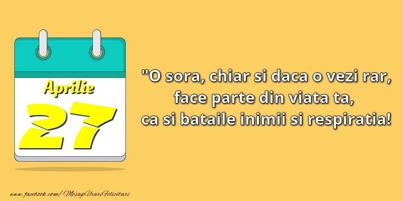 O soră, chiar şi dacă o vezi rar, face parte din viata ta, ca şi bătăile inimii şi respiraţia! 27Aprilie