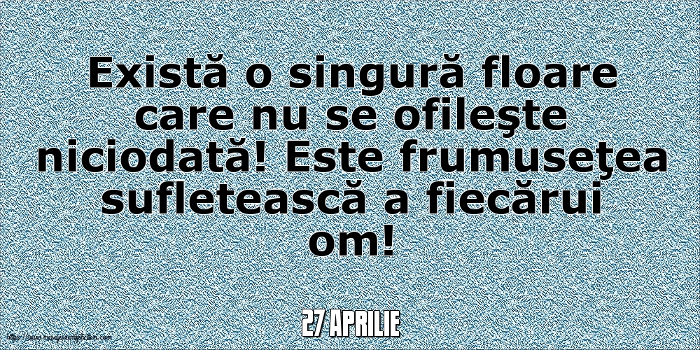 Felicitari de 27 Aprilie - 27 Aprilie - Există o singură floare care nu se ofileşte niciodată