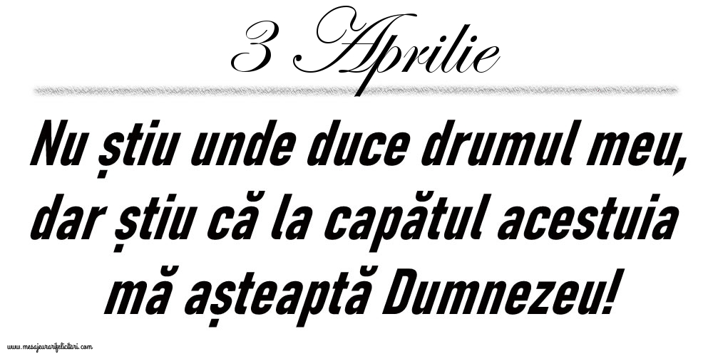 3 Aprilie Nu știu unde duce drumul meu...