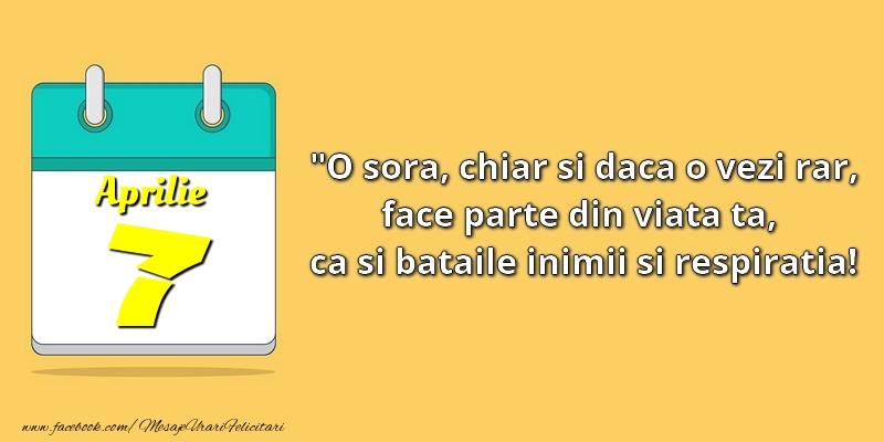 O soră, chiar şi dacă o vezi rar, face parte din viata ta, ca şi bătăile inimii şi respiraţia! 7Aprilie