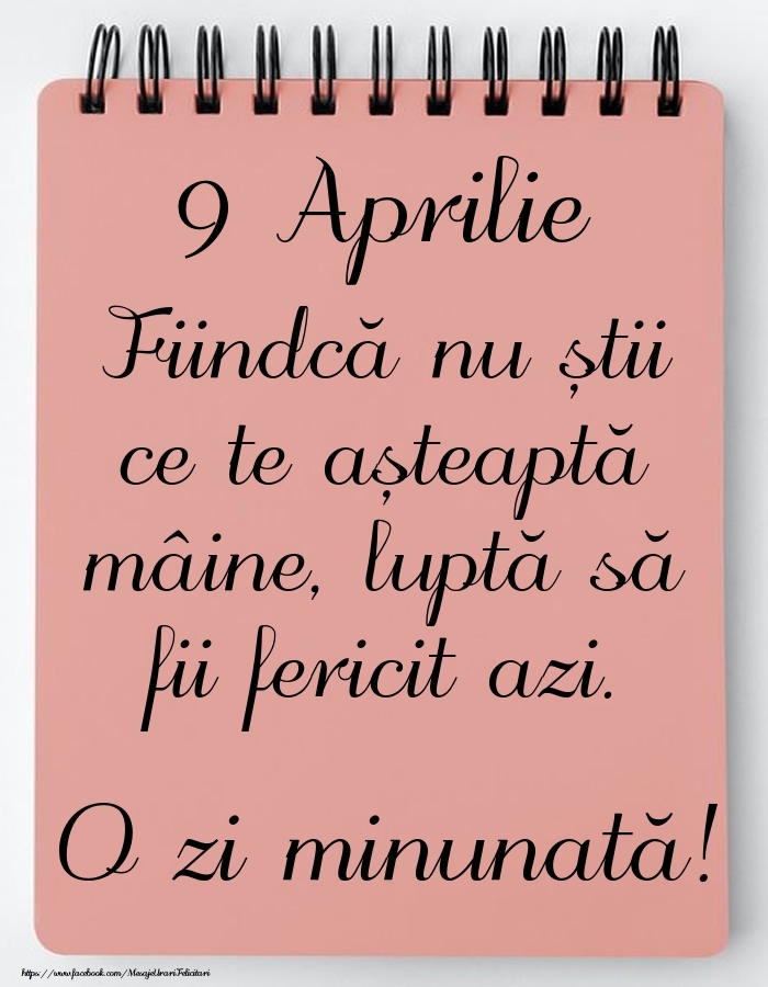 Mesajul zilei -  9 Aprilie - O zi minunată!