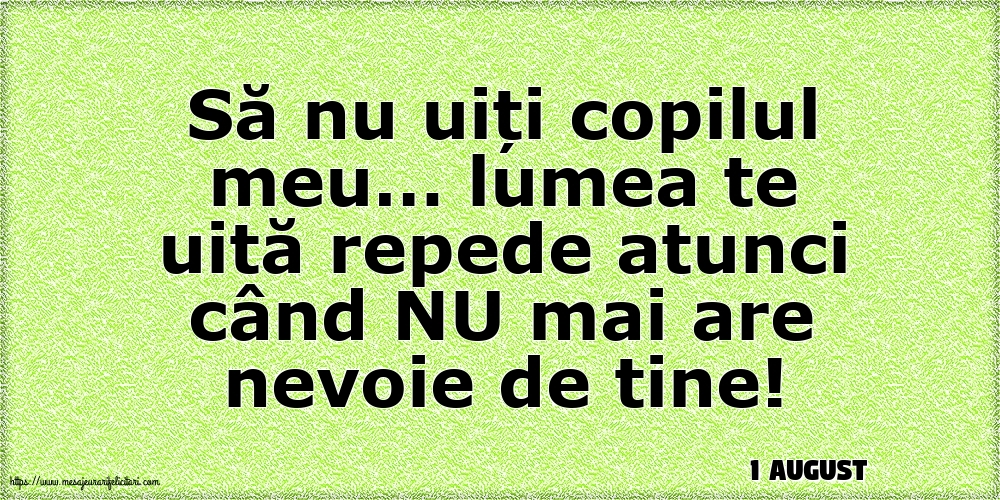 Felicitari de 1 August - 1 August - Să nu uiți copilul meu