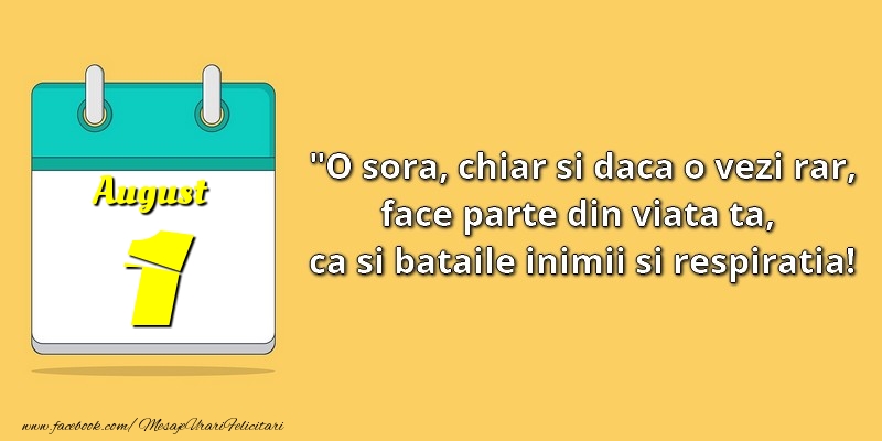 O soră, chiar şi dacă o vezi rar, face parte din viata ta, ca şi bătăile inimii şi respiraţia! 1August