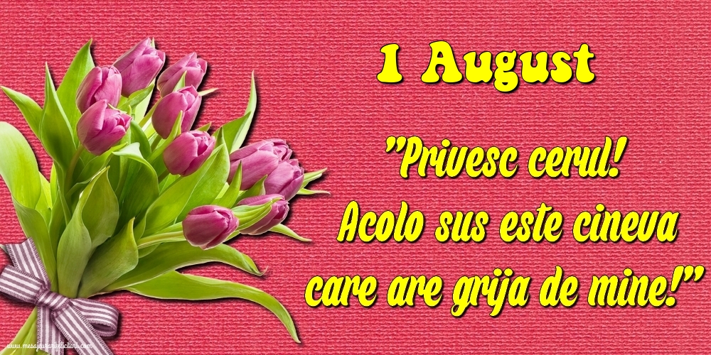 Felicitari de 1 August - 1.August Privesc cerul! Acolo sus este cineva care are grija de mine!