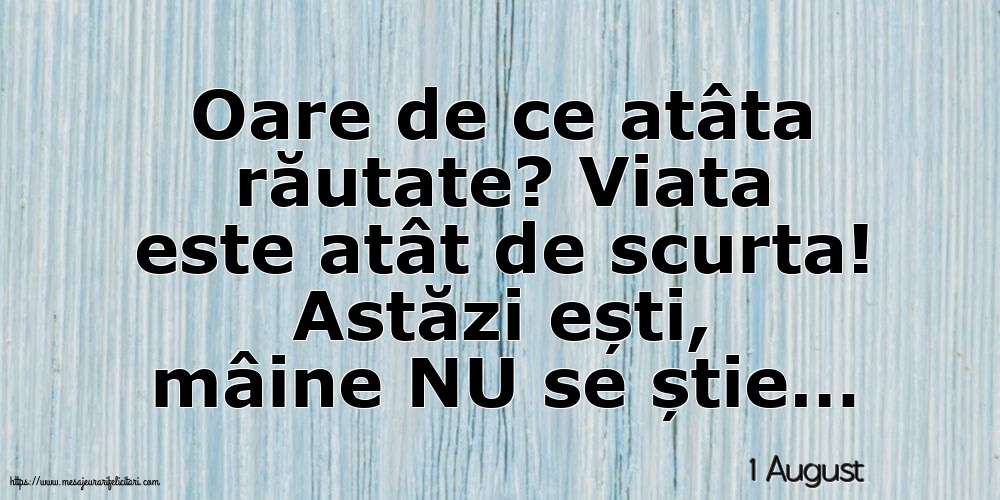 Felicitari de 1 August - 1 August - Oare de ce atâta răutate?