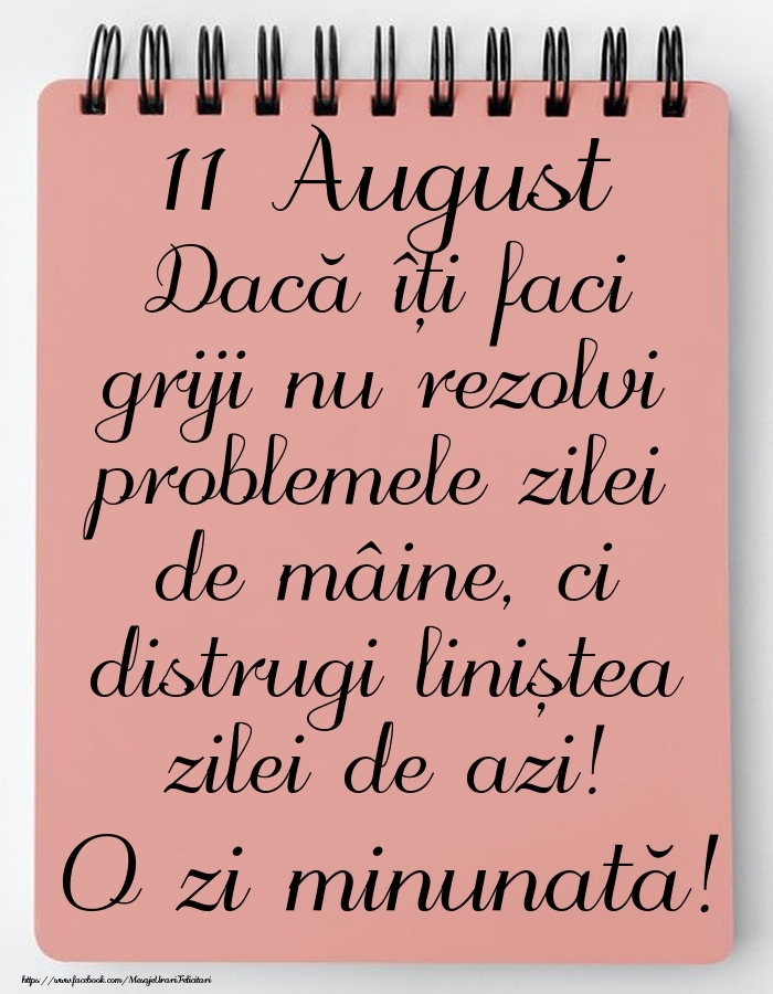 11 August - Mesajul zilei - O zi minunată!