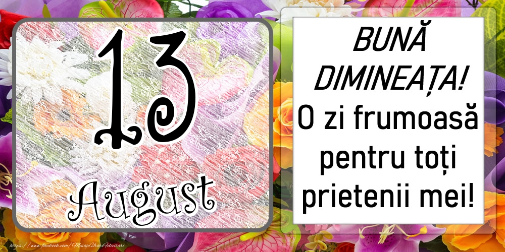 13 August - BUNĂ DIMINEAȚA! O zi frumoasă pentru toți prietenii mei!