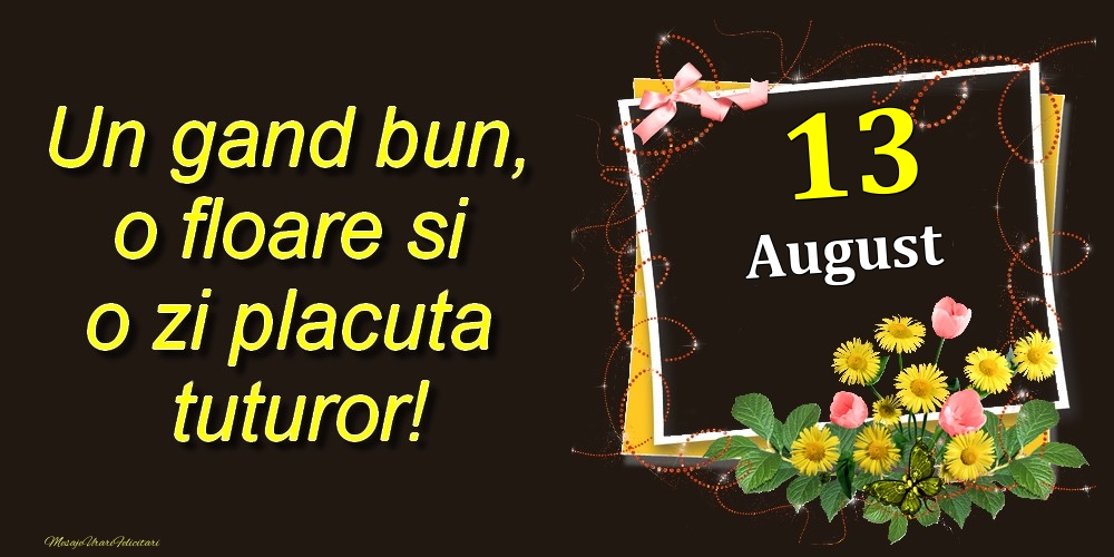 Felicitari de 13 August - August 13 Un gand bun, o floare si o zi placuta tuturor!