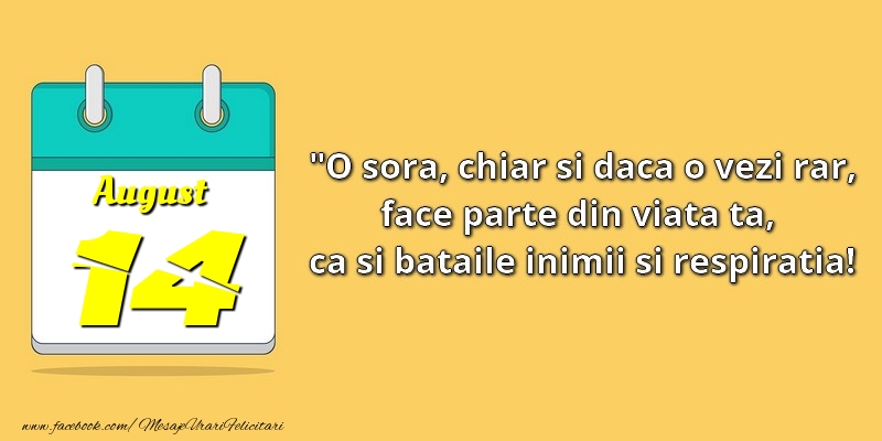 O soră, chiar şi dacă o vezi rar, face parte din viata ta, ca şi bătăile inimii şi respiraţia! 14August