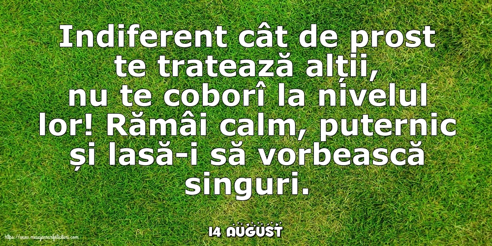 Felicitari de 14 August - 14 August - Indiferent cât de prost te tratează alții