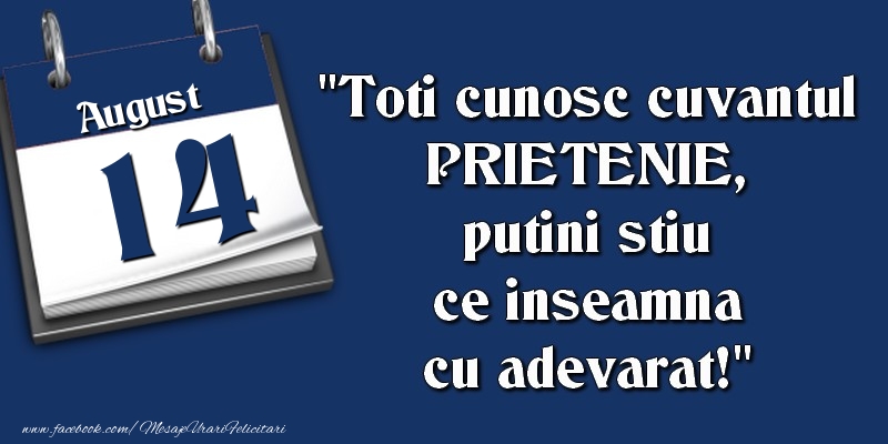 Toti cunosc cuvantul PRIETENIE, putini stiu ce inseamna cu adevarat! 14 August