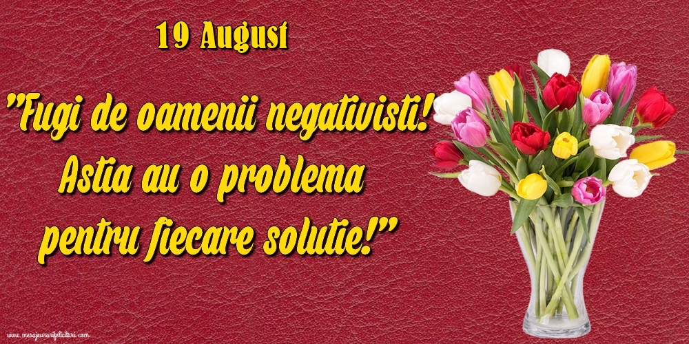 Felicitari de 19 August - 19.August Fugi de oamenii negativisti! Astia au o problemă pentru fiecare soluție!