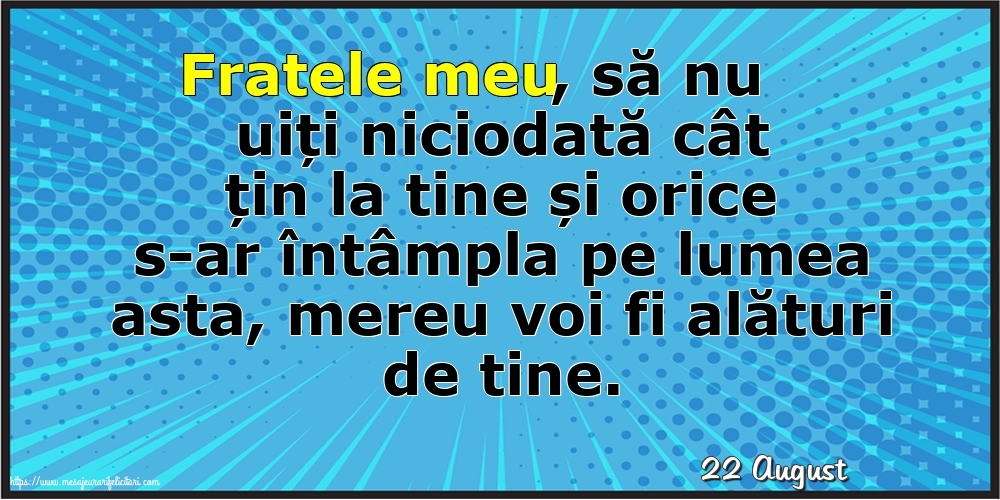 Felicitari de 22 August - 22 August - Fratele meu, să nu uiți niciodată cât țin la tine!