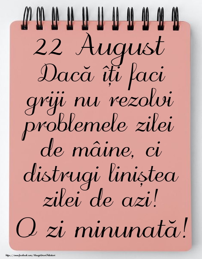 22 August - Mesajul zilei - O zi minunată!