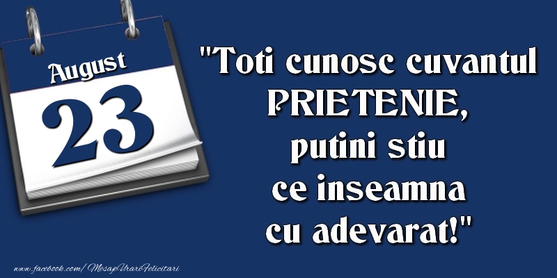 Toti cunosc cuvantul PRIETENIE, putini stiu ce inseamna cu adevarat! 23 August