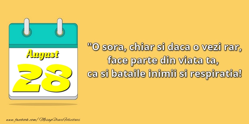 O soră, chiar şi dacă o vezi rar, face parte din viata ta, ca şi bătăile inimii şi respiraţia! 28August