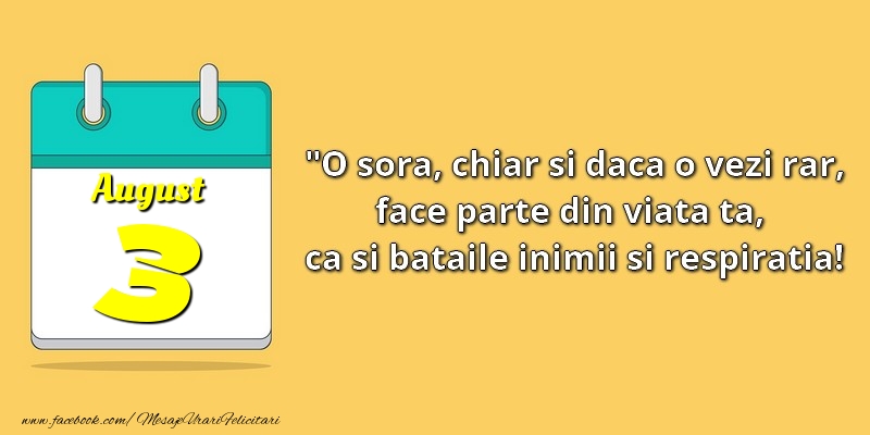 O soră, chiar şi dacă o vezi rar, face parte din viata ta, ca şi bătăile inimii şi respiraţia! 3August