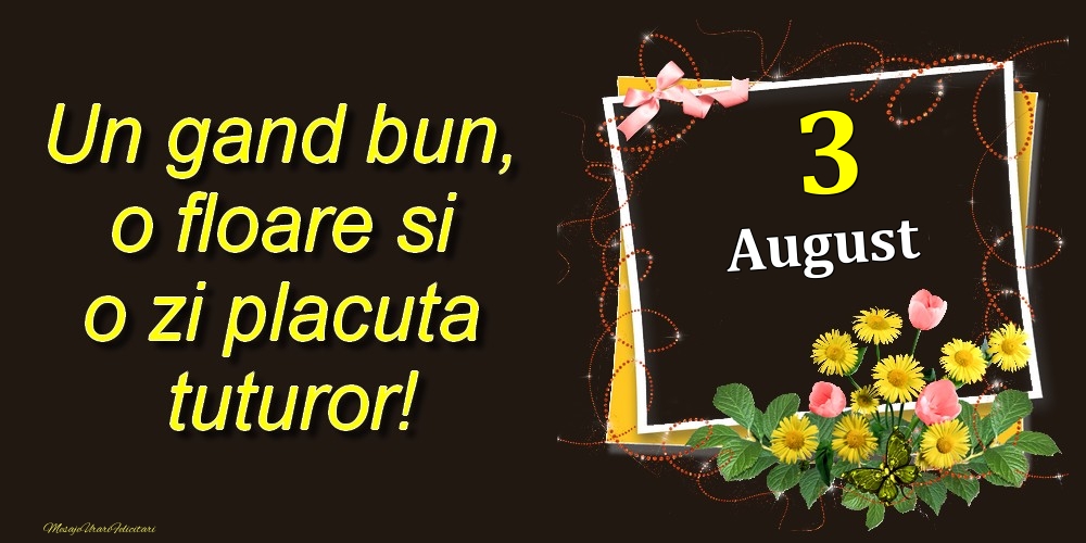 Felicitari de 3 August - August 3 Un gand bun, o floare si o zi placuta tuturor!