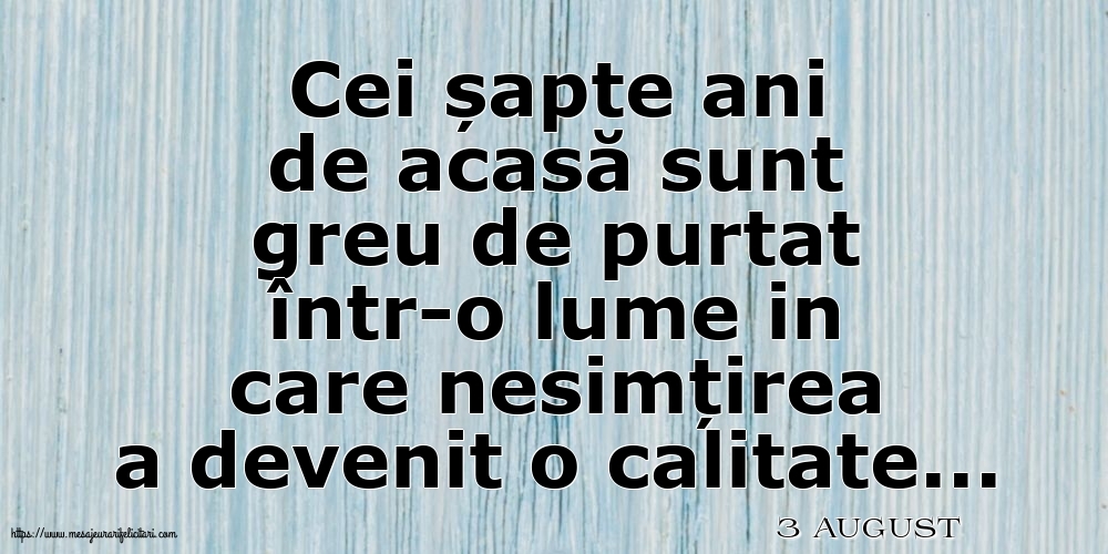 Felicitari de 3 August - 3 August - Cei șapte ani de acasă