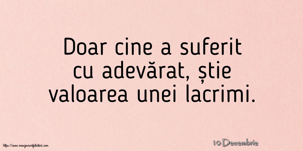 Felicitari de 10 Decembrie - 10 Decembrie - Doar cine a suferit cu adevărat