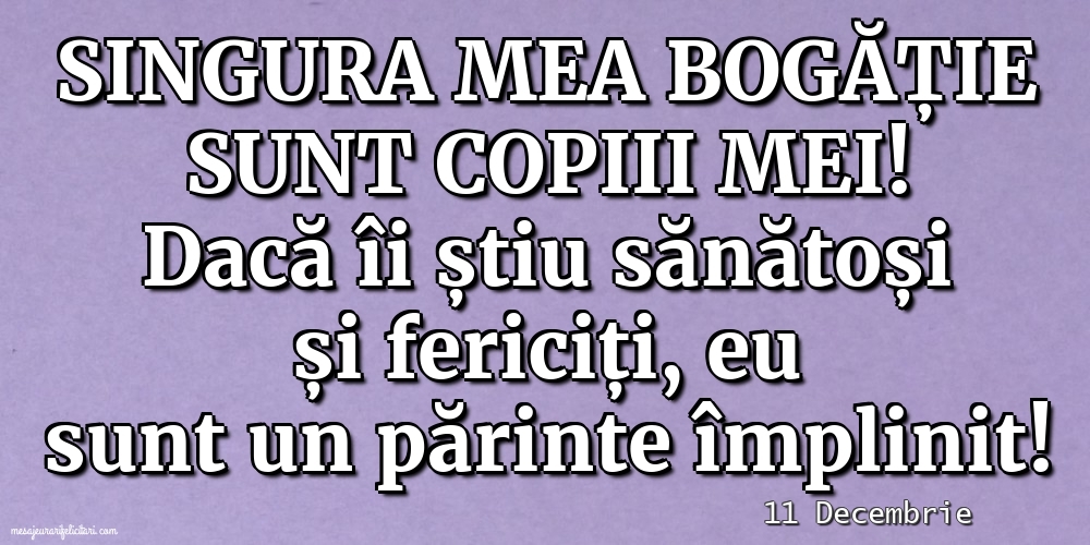 Felicitari de 11 Decembrie - 11 Decembrie - Singura mea bogăție sunt copiii mei