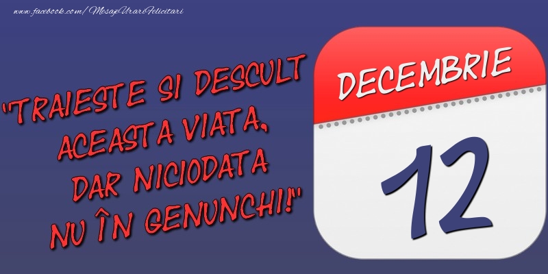 Trăieşte şi desculţ această viaţă, dar niciodată nu în genunchi! 12 Decembrie