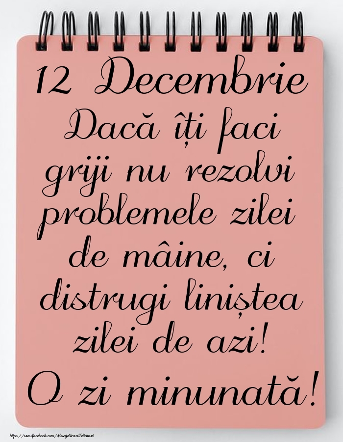 Felicitari de 12 Decembrie - 12 Decembrie - Mesajul zilei - O zi minunată!