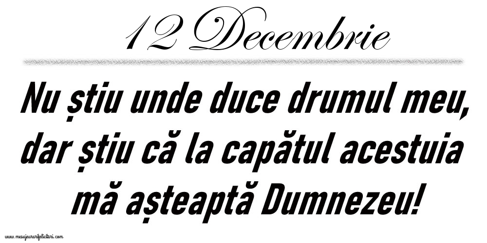 Felicitari de 12 Decembrie - 12 Decembrie Nu știu unde duce drumul meu...