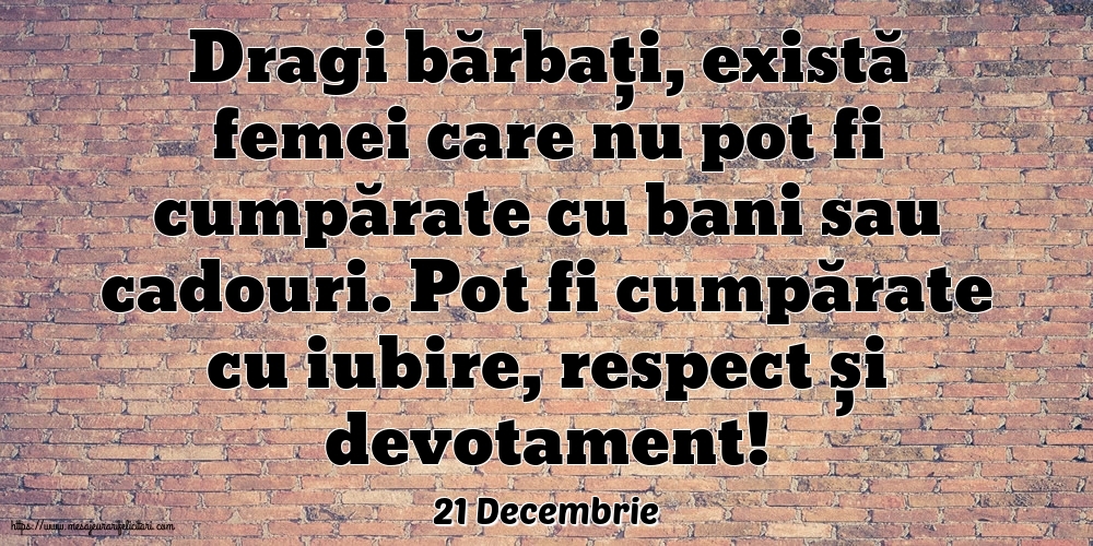 Felicitari de 21 Decembrie - 21 Decembrie - Dragi bărbați